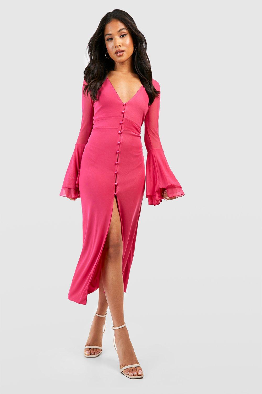 Petite pink shop dress with sleeves